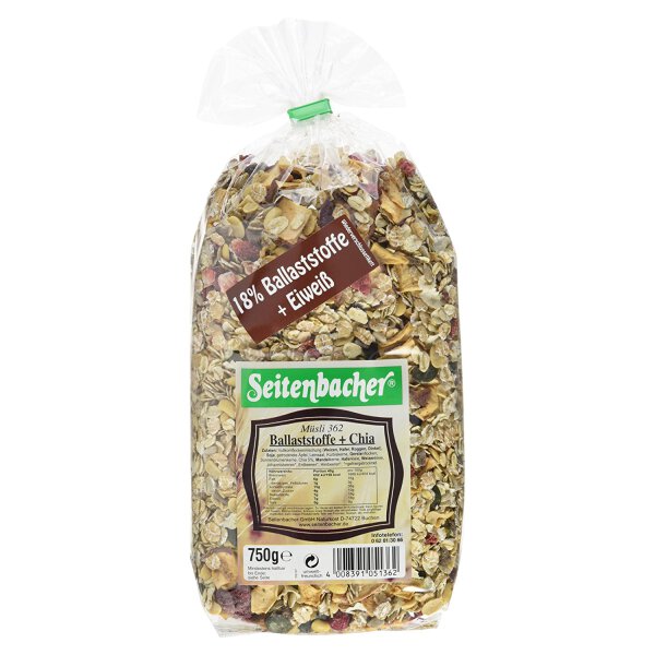 Seitenbacher Müsli Ballaststoff Mischung und Früchte