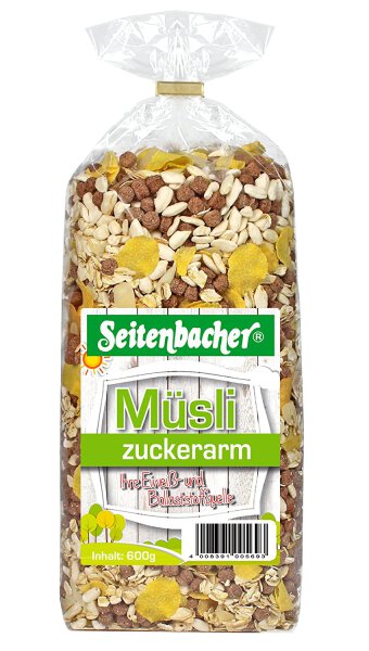 Seitenbacher Müsli Zuckerarm - nur 4g Zucker pro 100 g, 600 g